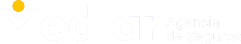 Logo Mediar Seguros transparente blanco.